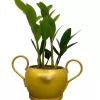 4 inches hook design metal pot with tray – Golden