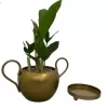 4 inches hook design metal pot with tray – Golden Brown