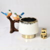 GOLDEN VEIL WHITE METAL PLANTER