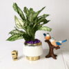 GOLDEN VEIL WHITE METAL PLANTER